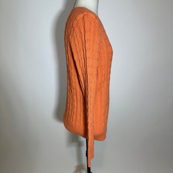 NWT St. John's Bay Orange Cable Knit Crewneck Sweater Preppy Womens Size Large L - Picture 3 of 10